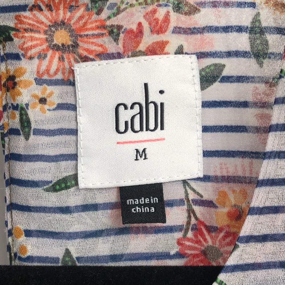 Cabi Blouse Floral Striped Sleeveless A-Line Scoop Neck Multicolored Medium - Picture 9 of 11